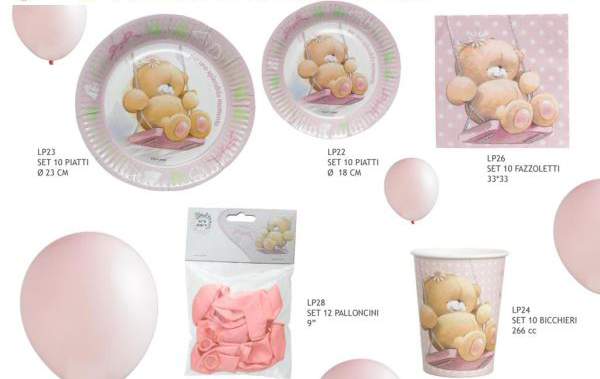 Bomboniera set 10 bicchieri orsetto rosa